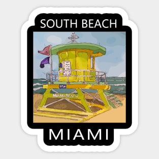 South Beach Lifeguard Tower in Miami Florida - Welshdesigns Sticker